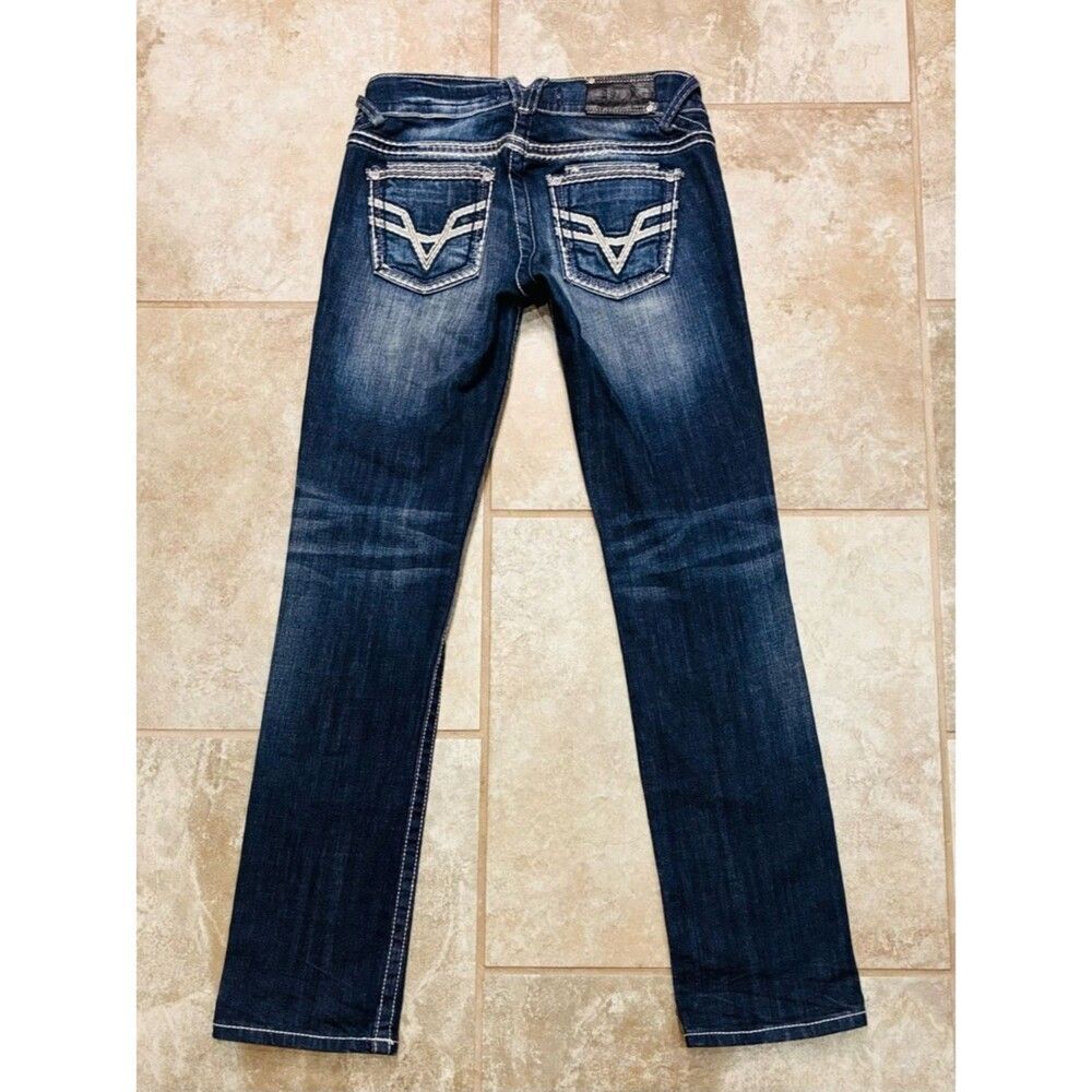 Vigoss Low Rise Straight Leg Jeans 28x32 Dark Blue Wash Stretch Y2K Women’s EUC - Picture 5 of 13